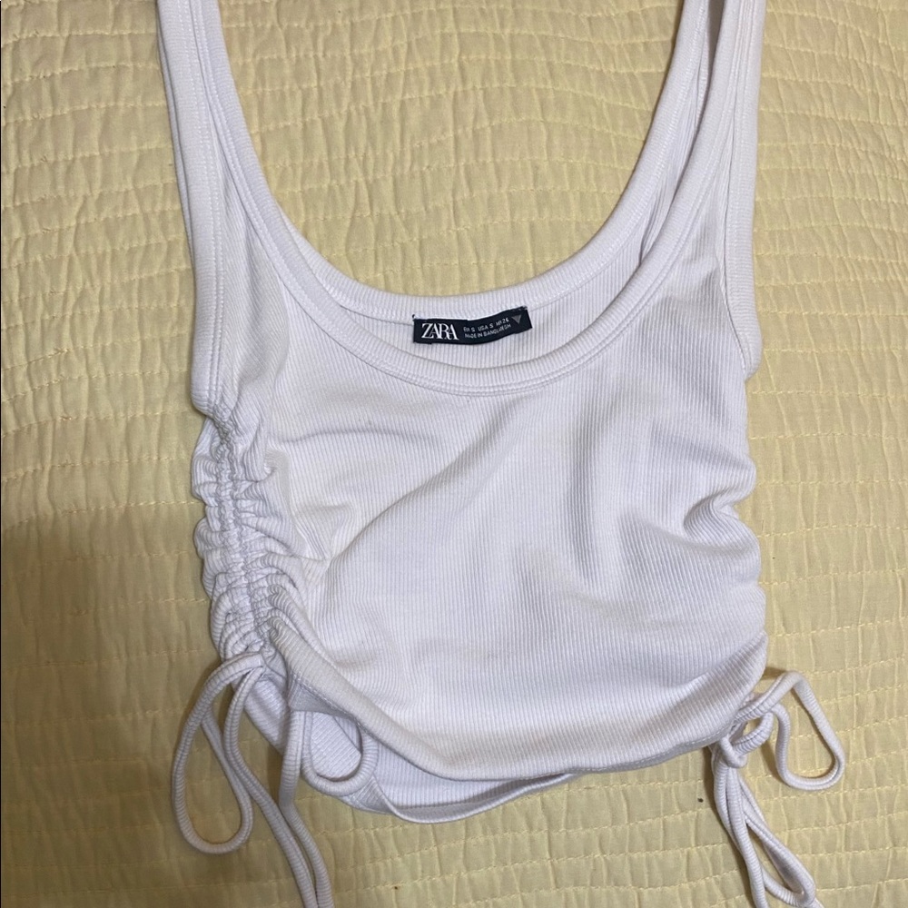 Zara ribbed tank with adjustable tie sides